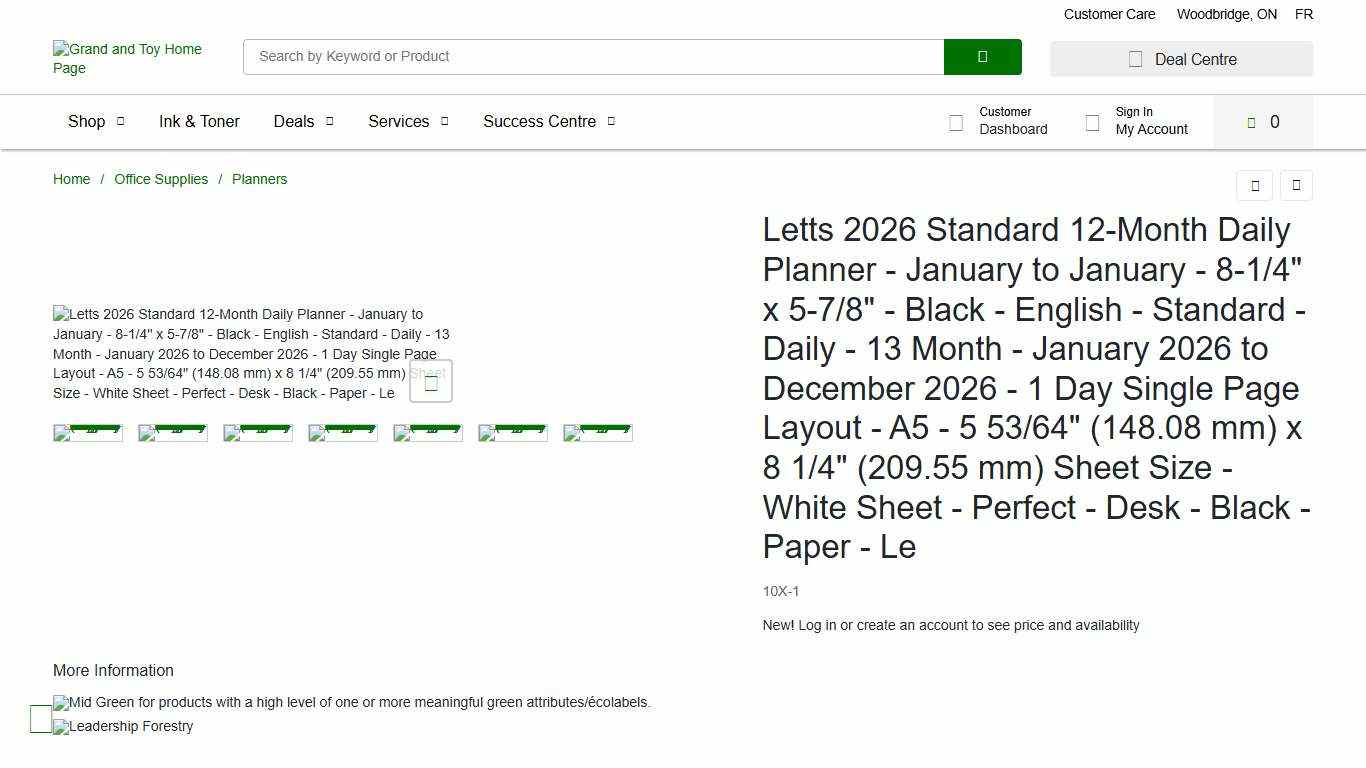 Letts 2026 Standard 12-Month Daily Planner - January to January - 8-1/4" x 5-7/8" - Black - English - Standard - Daily - 13 Month - January 2026 to December 2026 - 1 Day Single Page Layout - A5 - 5 53/64" (148.08 mm) x 8 1/4" (209.55 mm) Sheet Size - White Sheet - Perfect - Desk - Black - Paper - Le Grand & Toy